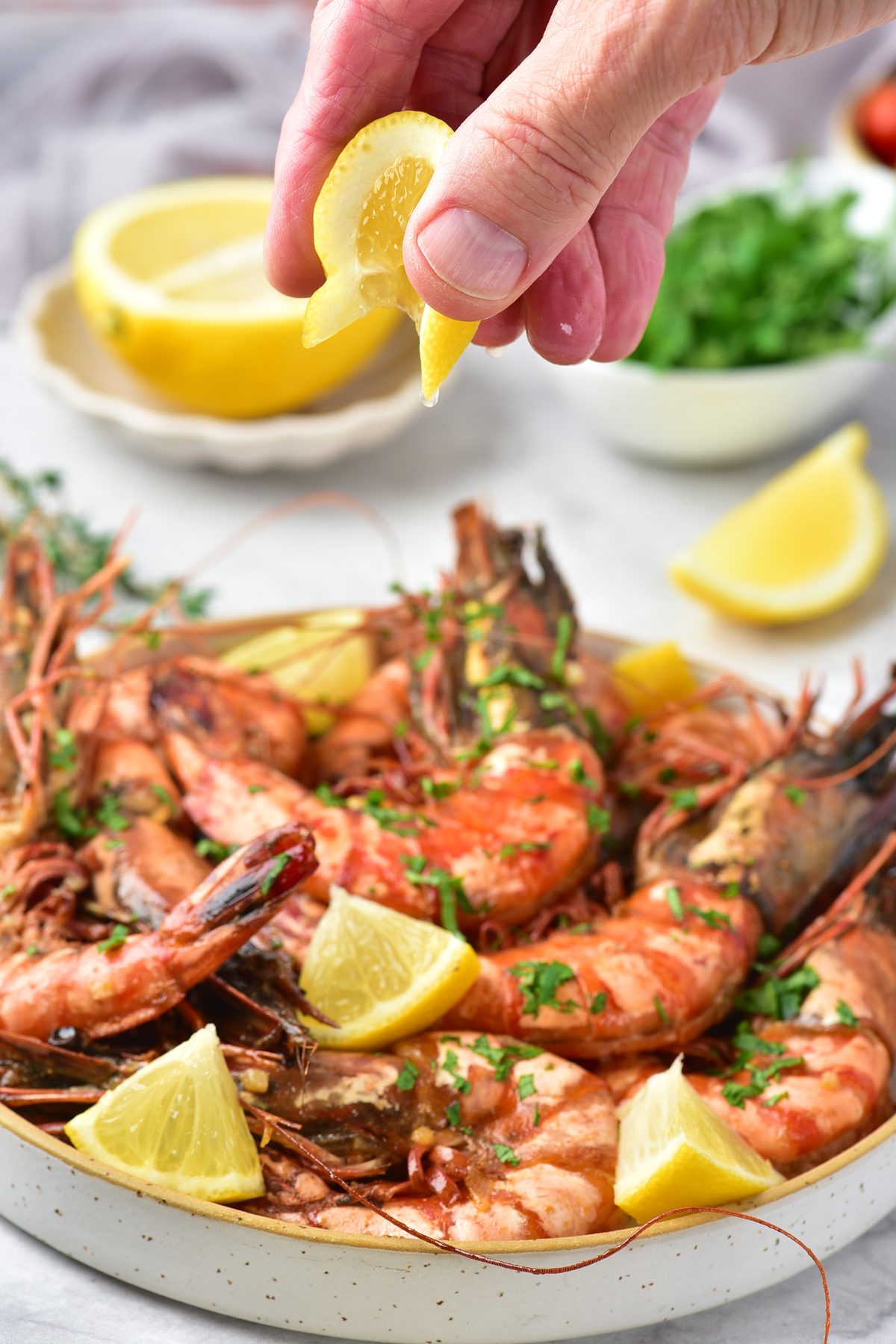 Grilled tiger prawns