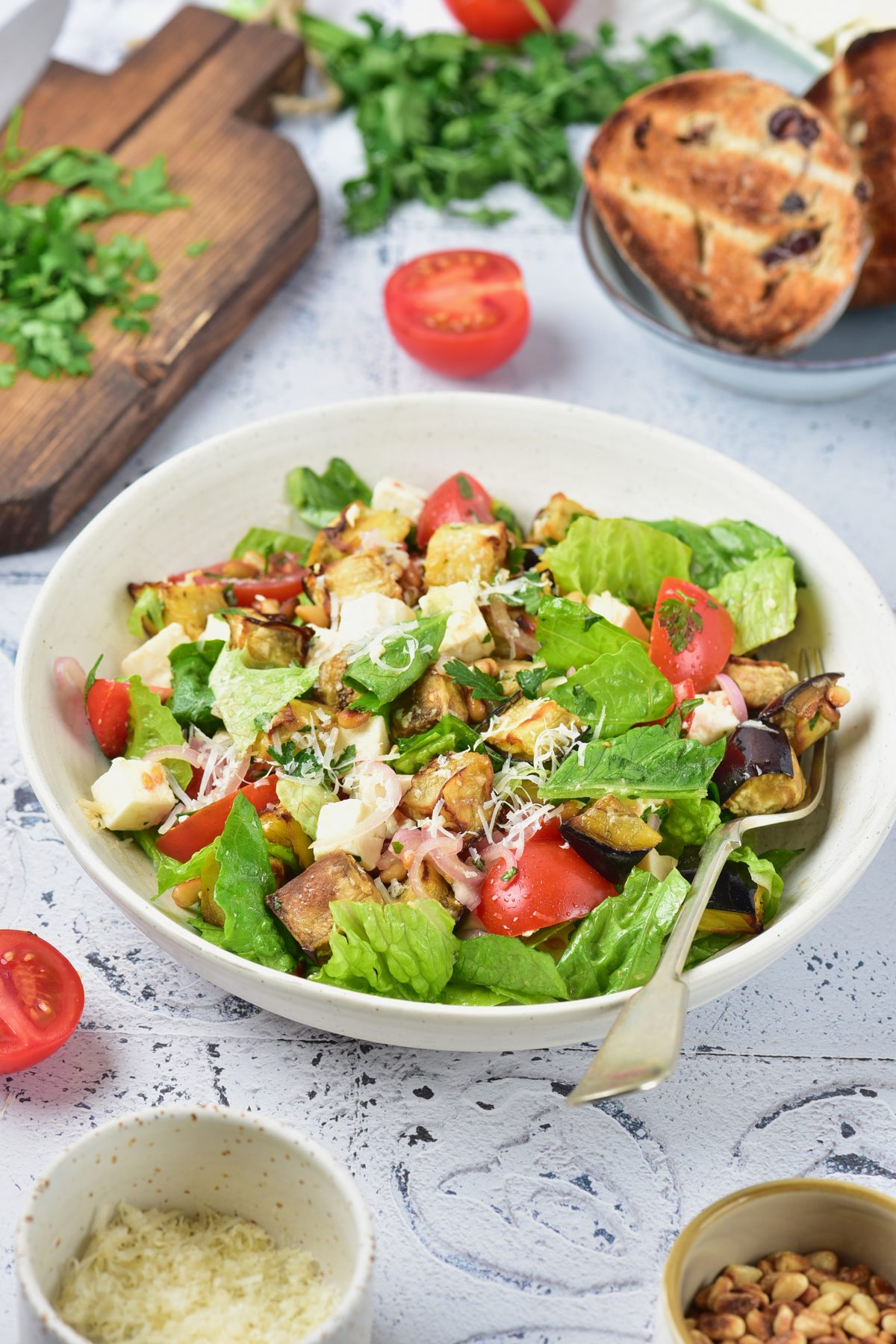 Roasted aubergine salad