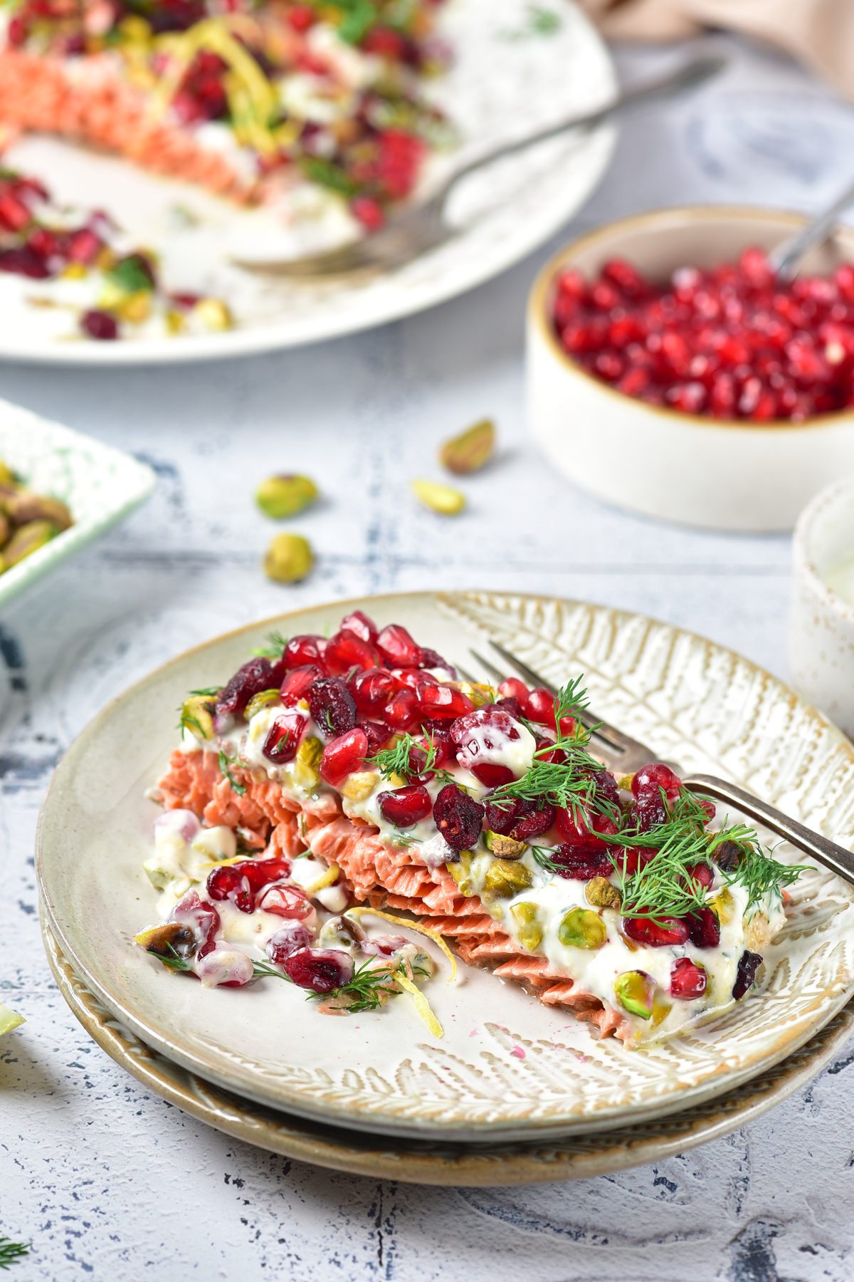 Salmon with pomegranate